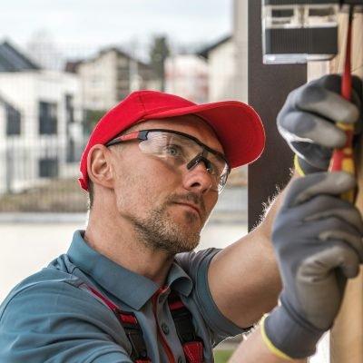 Electrician Installing Outdoor Patio LED Lighting